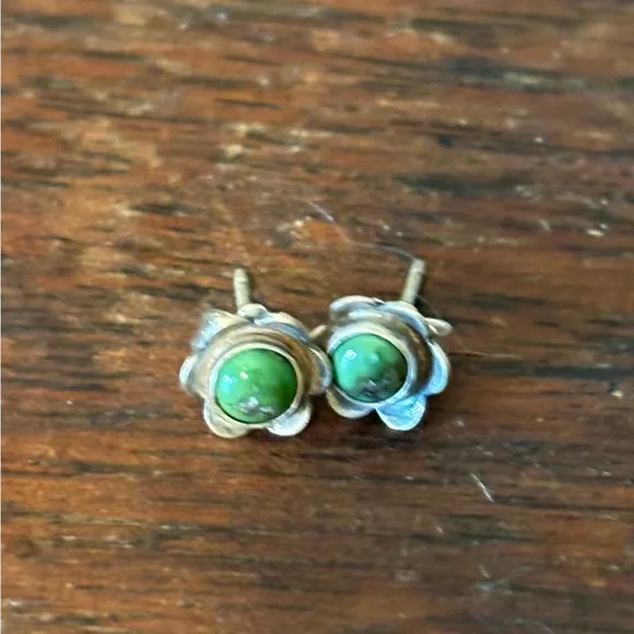 Sterling silver and Sonoran gold turquoise studs - Picture 2 of 8